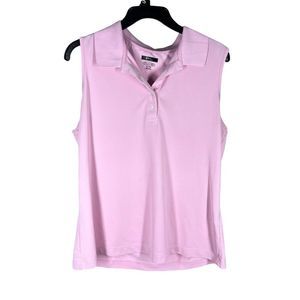 Greg Norman Womens Play Dry Sz XL Sleeveless Pink Collared Knit Top